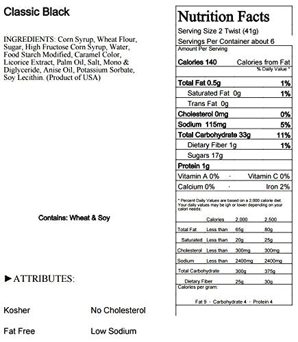 Classic Black Licorice Twists Pack of 3 - Fat-Free Old Fashioned Gourmet Black Licorice - Soft & Chewy Texture with Bold Fresh F