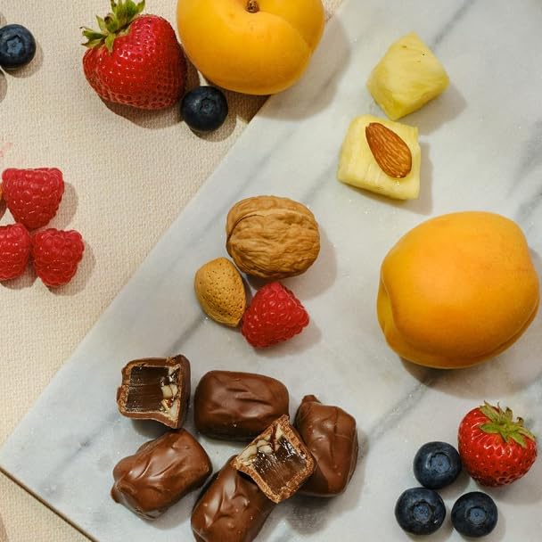 Liberty Orchards, Chocolate Dipped Fruit Delights - Gourmet Chewy Gift Box Candies, Pineapple Apricot & Walnut Sweet, Chocolate