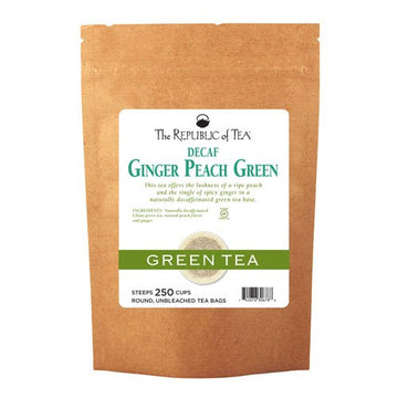 The Republic Of Tea Decaf Ginger Peach Green Tea, 250 Tea Bags, Spicy Ginger Tea Gourmet Blend