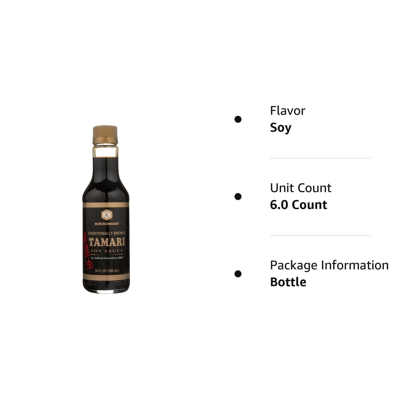 Kikkoman Naturally Brewed Tamari Soy Sauce 10 Fl Oz - No Artificial Preservatives Added
