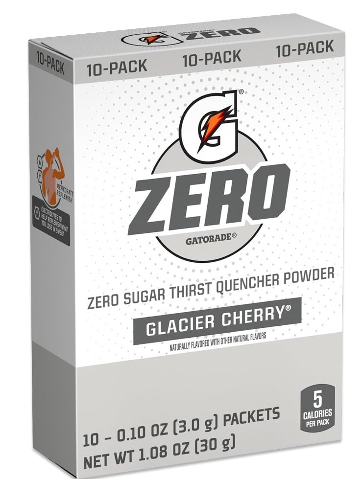 G Zero Thirst Quencher Powder Packets, 0.10 Oz Individual Packets (40 Count) (Glacier Cherry)