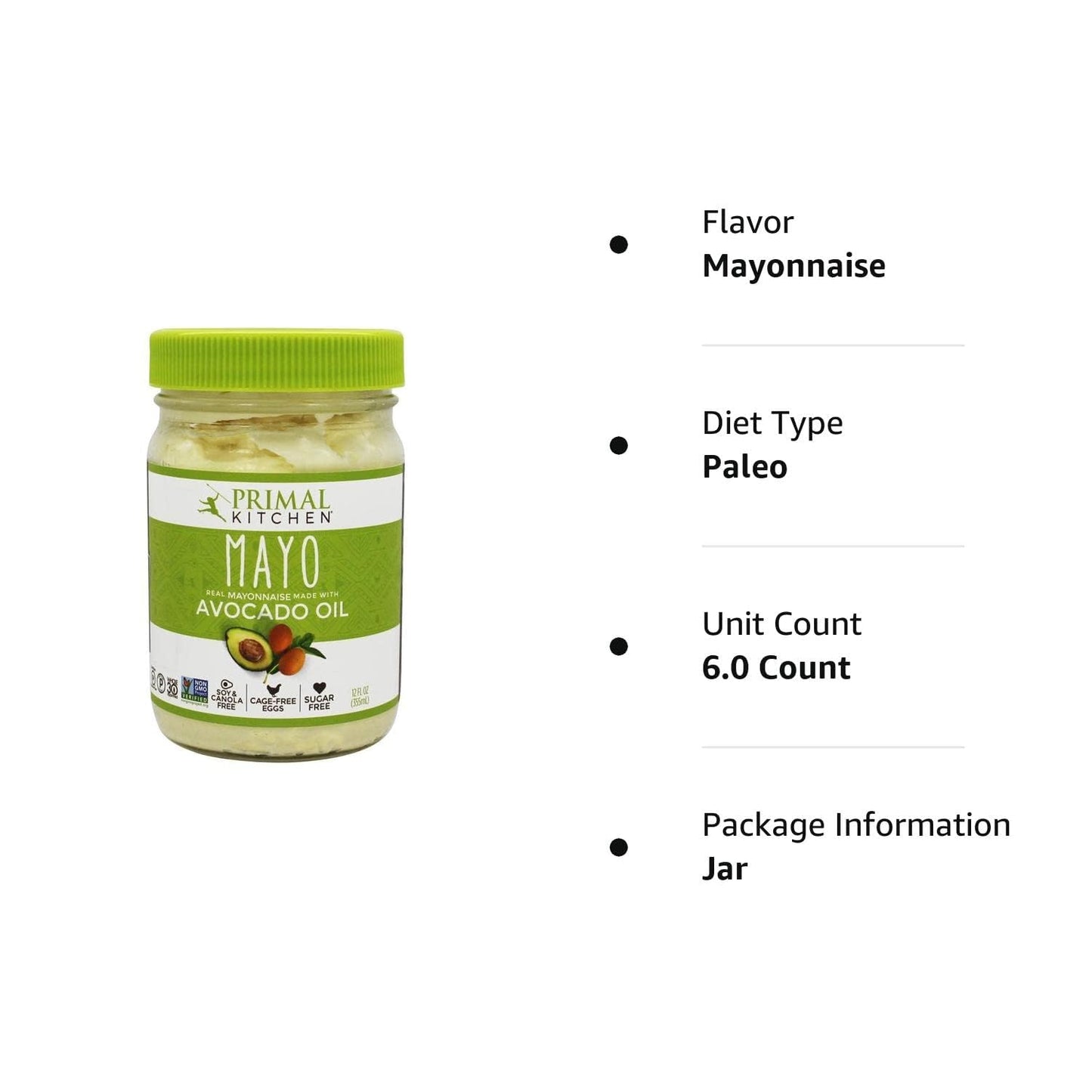 Primal Kitchen Avocado Oil Mayonnaise, 12 Ounce (355 ML), Paleo, Whole30 | 6-Pack