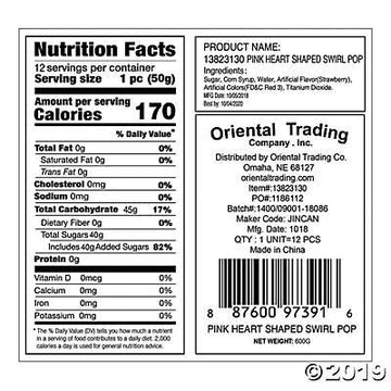 Pink Heart Shaped Swirl Lollipops (12 Individually Wrapped Suckers)