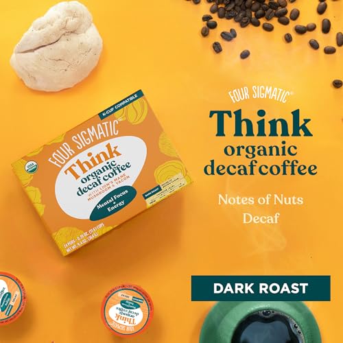 Four Sigmatic Decaf Mushroom Coffee K-Cups | Organic And Fair Trade Dark Roast Coffee With Lions Mane & Yacon | Focus & Immune S