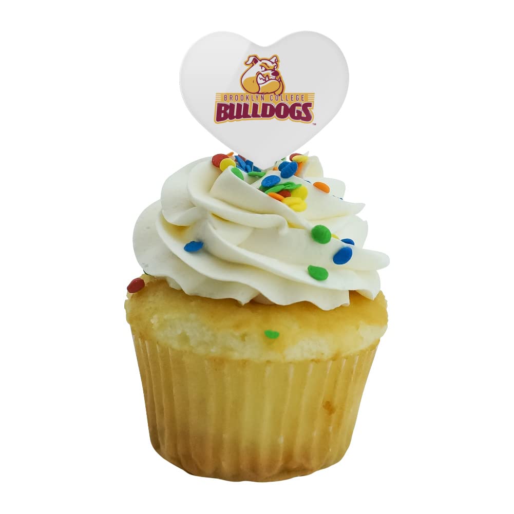 GRAPHICS & MORE Cupcake Picks Set of 6, Heart Decoration, Acrylic, Brooklyn College, Model: CUPT.HRT.ACR.6PK.CLCBLK500B