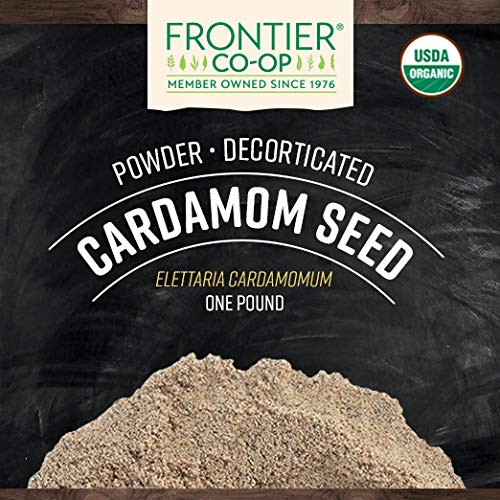Frontier Cardamom Seed, Decorticated (No Pods), Powder Certified Organic, 16 Ounce Bag