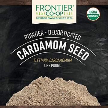 Frontier Cardamom Seed, Decorticated (No Pods), Powder Certified Organic, 16 Ounce Bag