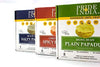 Pride Of India - Assorted Papadum Lentil Crisps - Plain, Salty & Spicy - Pack of 6 (2 Boxes per Flavor) - 6 * 3.53oz (100gm) per