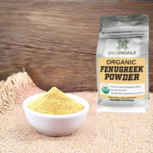 Spice Profile USDA Organic Fenugreek Powder, Lab Tested, Resealable 8 oz Pouch, Methi Ground, Polvo de Fenogreco