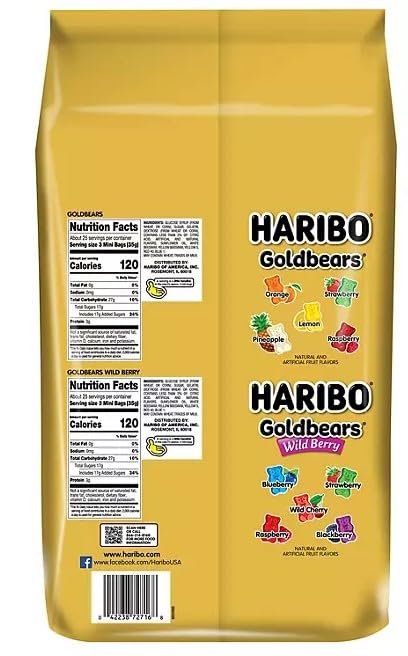 Haribo Goldbears and Wildberry Goldbears Minis Fat-Free 150 ct.