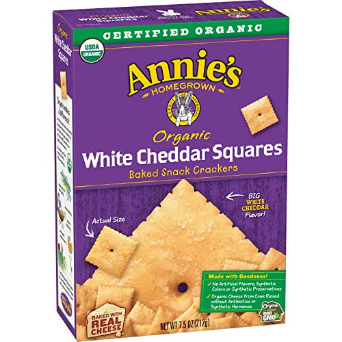 Annies Organic White Cheddar Squares Baked Snack Crackers, 7.5 Oz