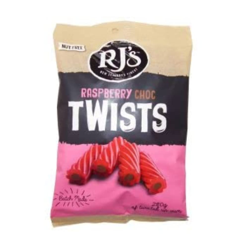 RJ'S Raspberry Choc Twists Licorice, 280g/9.9 oz, Imported from Canada)