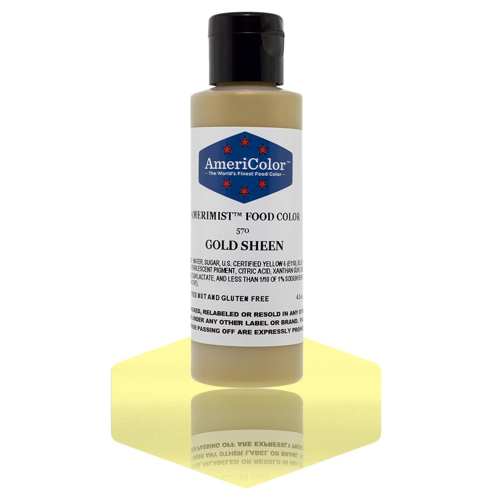 AmeriColor Amerimist Edible Paint and Airbrush Food Color, 4 1/2-Ounce, Gold Sheen