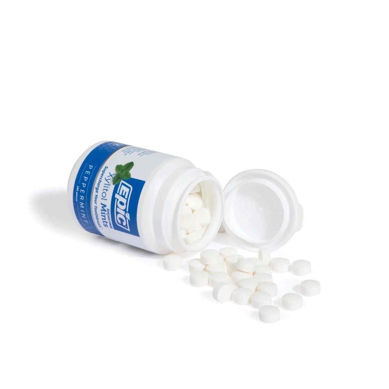 Epic Xylitol Mints - Sugar Free & Aspartame Free Mints Sweetened w/Xylitol for Dry Mouth & Gum Health (Peppermint, 180-Piece Bot