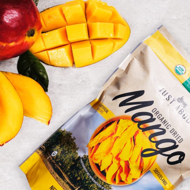 Dried Mango Slices - Juicy & Delicious, No Added Sugar, Non-GMO, Healthy Snack, Bulk Resealable Bag, 1 lb. Just About Foods Sing