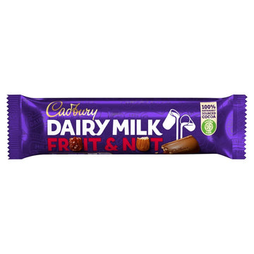 Cadbury Dairy Milk Fruit & Nut Chocolate Bar Single 49G Bar (Pack Of 48)