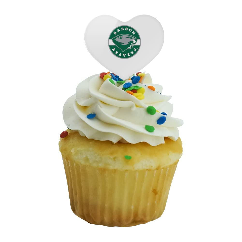 GRAPHICS & MORE Cupcake Picks Set of 6, Acrylic, Babson College Heart Design, One Size