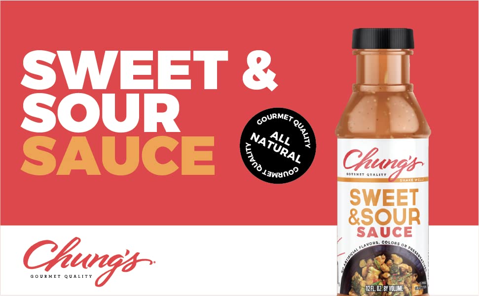 Chungs Sweet and Sour Sauce for Egg Rolls & Asian Appetizers, Low Sodium, Gluten-Free, 12oz (Pack of 2)