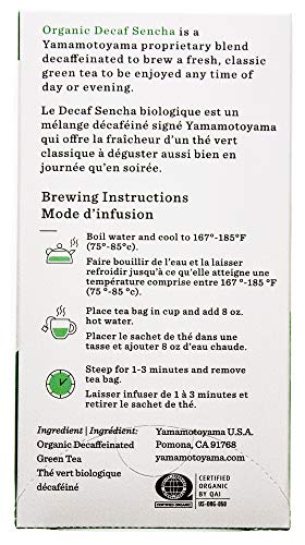 Yamamotoyama Organic Decaf Sencha Green Tea Bag, 18 Ct (1 Pack), Decaffeinated