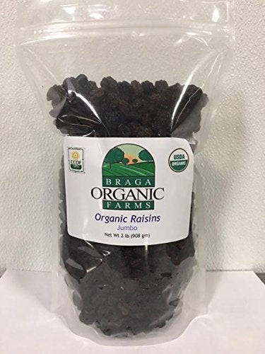 Braga Organic Farms Organic Jumbo Raisins, 2 lb Bag, Supportibackl-415