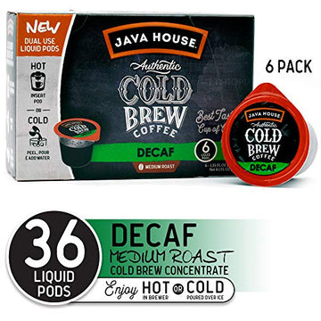 Java House Cold Brew Coffee Concentrate Single Serve Liquid Pods, (6 Count Of 1.35 Fl Oz Pods) 8.1 Fl Oz, Pack Of 6,Total 36 Cou