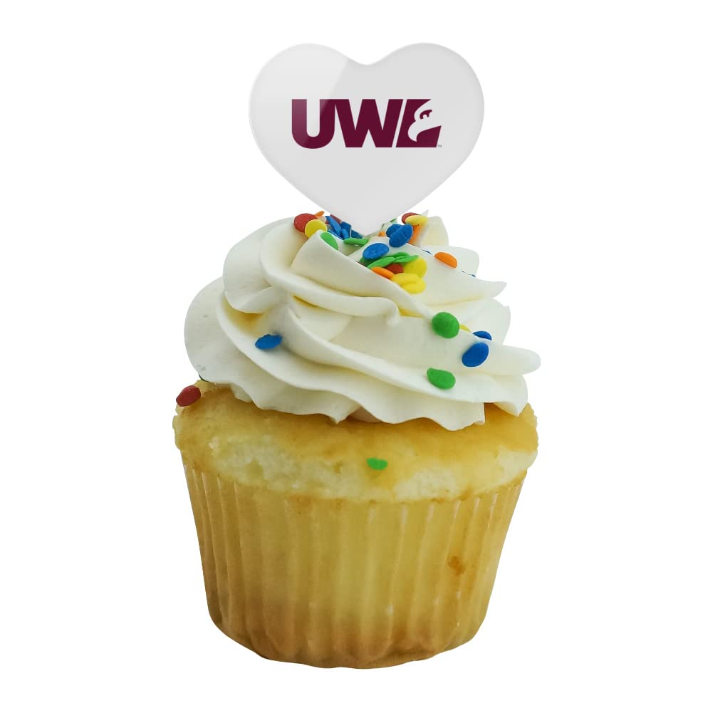 GRAPHICS & MORE Cupcake Picks Set of 6, Acrylic, University of Wisconsin - La Crosse, Heart Love Design, One Size