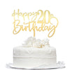 Happy 20th Birthday Cake Topper - Mirrored Gold Acrylic, Party Decorations