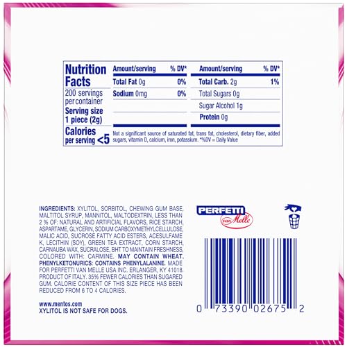 Mentos Pure Fresh Sugar-Free Chewing Gum With Xylitol, Bubble Fresh Flavor, Bubble Gum, 50 Piece Bottle (Bulk Pack Of 4)