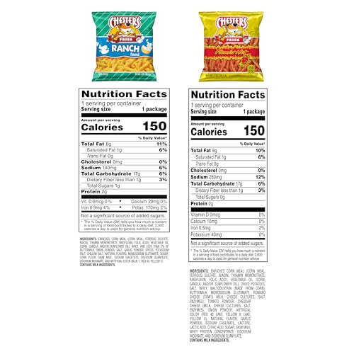 Chesters Fries Hot & Ranch Flavored Variety Pack, 40 Count, Perfect for Snacking