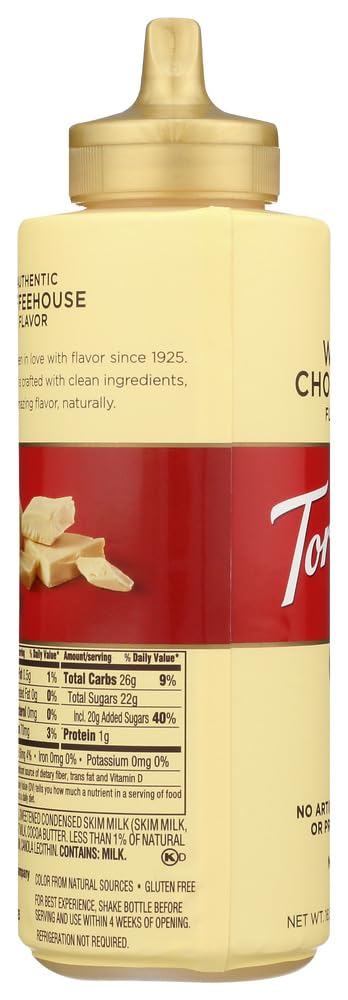 Torani White Chocolate Sauce,16.5 Oz Squeeze Bottle (New Packaging)