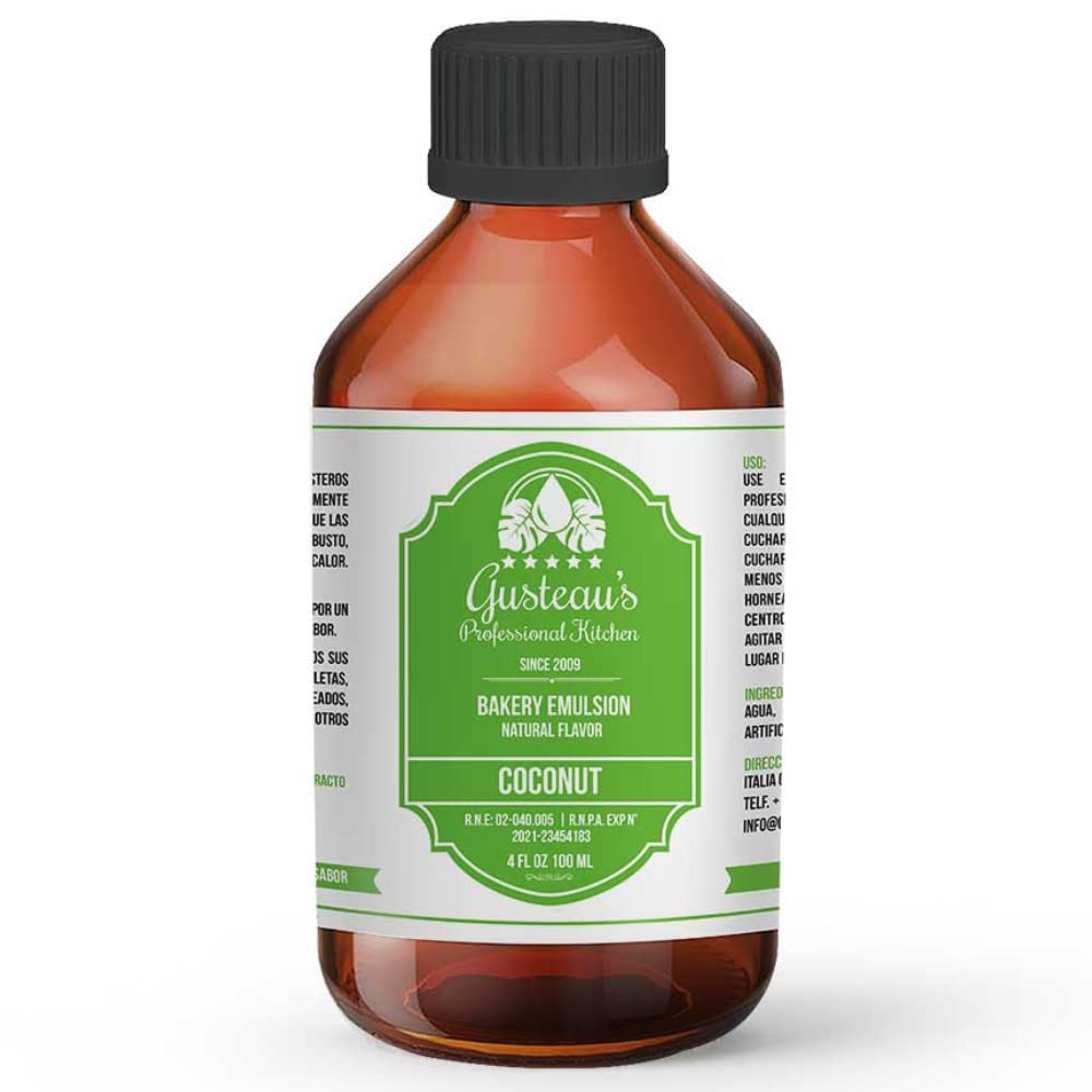 GusteauS - Coconut Flavor Bakery Emulsion 4 Fl Oz (100Ml) Beverage-Style Free Sugar Free Kosher (Coconut)