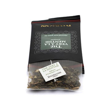 Dammann Freres Satchets, Green Mint Tea Bags, Premium Gourmet French Green Tea, Blend Spearmint, Peppermint Flavors, Individuall
