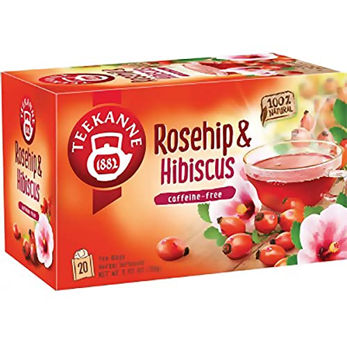 Teekanne Rosehip & Hibiscus Herbal Tea - 20 Tea Bags, Caffeine-Free, Herbal Infusion
