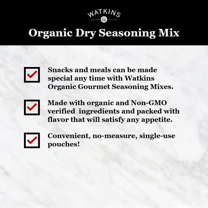 Watkins Organic Fajita Gourmet Seasoning Mix, 1.02 Oz. Packets (Pack Of 12)