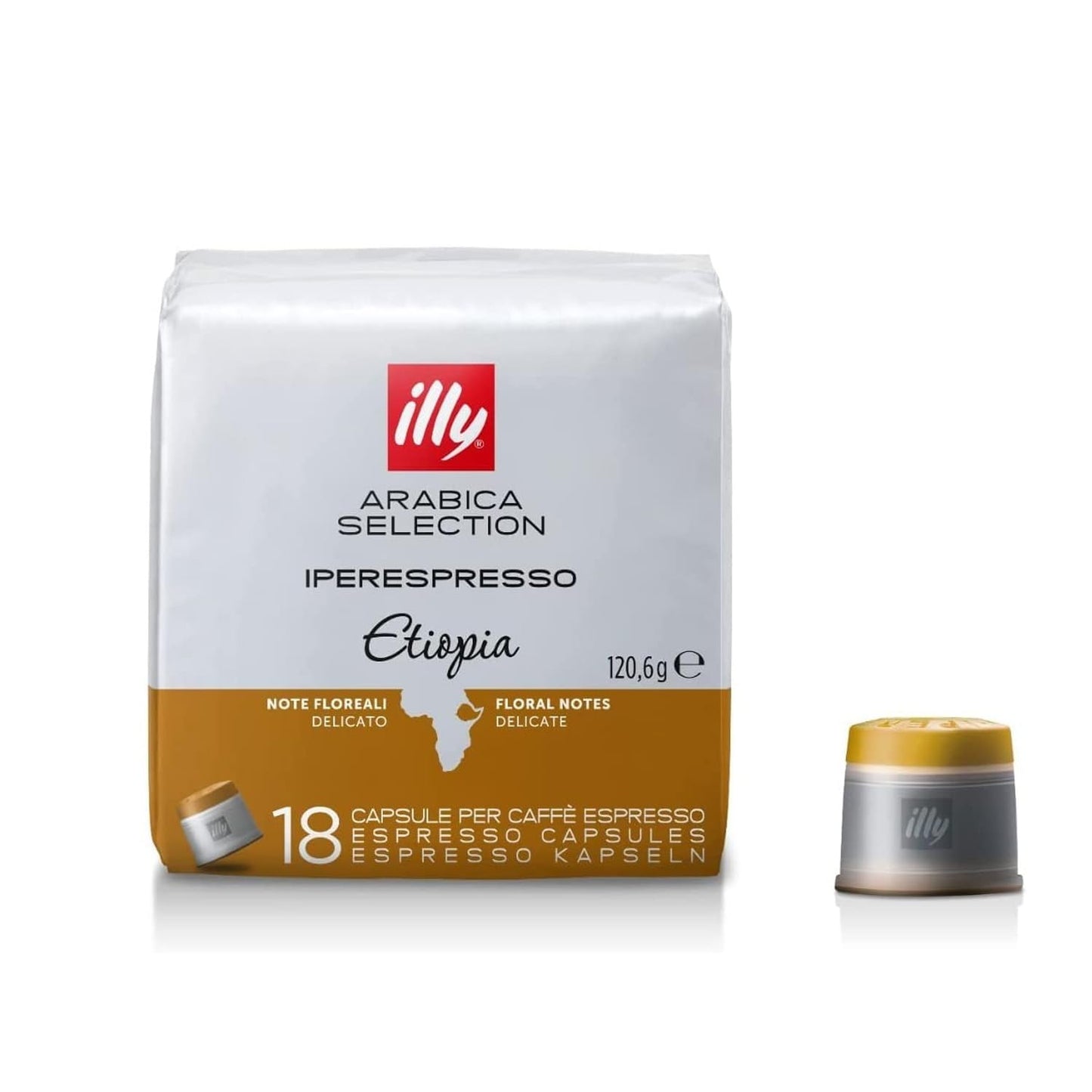 Illy Coffee Iperespresso Units - Single-Serve Coffee Units & Pods - Single Oriflavor Blend Coffee Pods - Etiopia Roast With Notes Of Jasmine - For Iperespresso Unit Machines - 18 Count