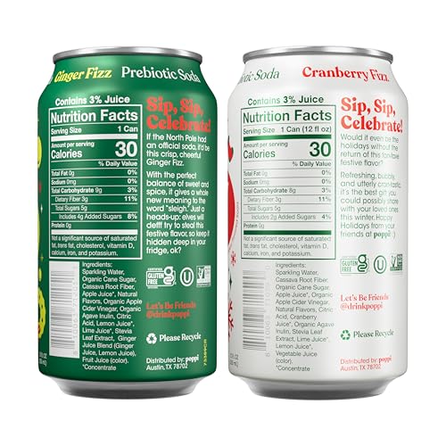 Poppi Sparkling Prebiotic Soda Beverage with Apple Cider Vinegar Seltzer Water and Fruit Juice Naughty or Nice Variety Pack 12 Fl Oz Pack of 12 Packaging May Vary
