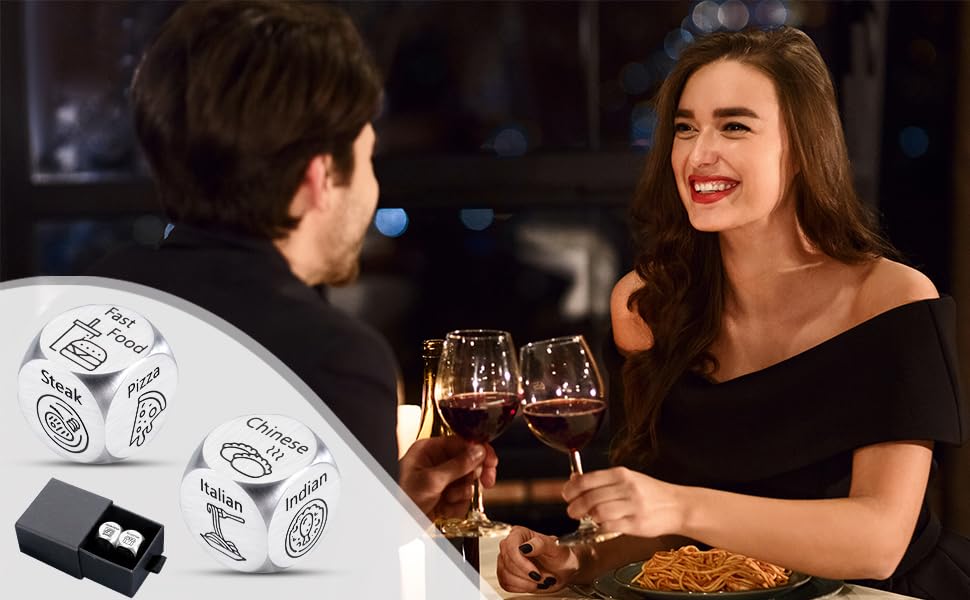 Valentines Day Gifts for Him Her, Food Dice, 6 11 Year Anniversary Steel Gifts for Him Her, Couples Gifts for Boyfriend, Date Ni