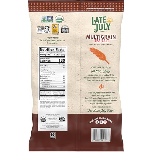 Late July Organic Sea Salt Multigrain Tortilla Chips, 7.5 Ounce