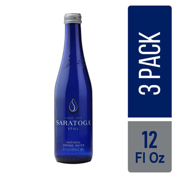 Snack Mass Saratoga Still Natural Spring Water, 12oz Glass Bottles, 3 Pack