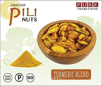 Sprouted Pili Nuts, Turmeric Blend, Certified Paleo & Keto (1.7 Oz)