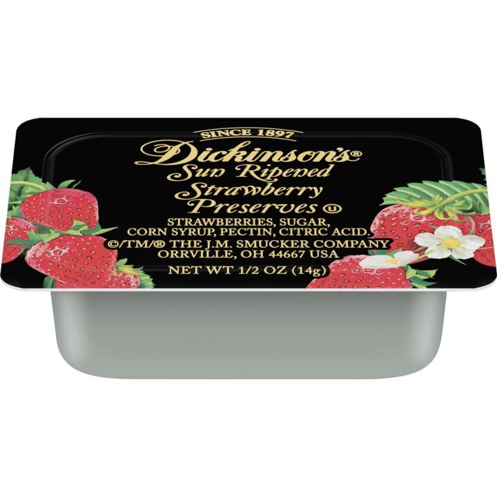 Dickinsons Strawberry Preserves, 1/2 oz Portion Control Cup, 200 Count Case