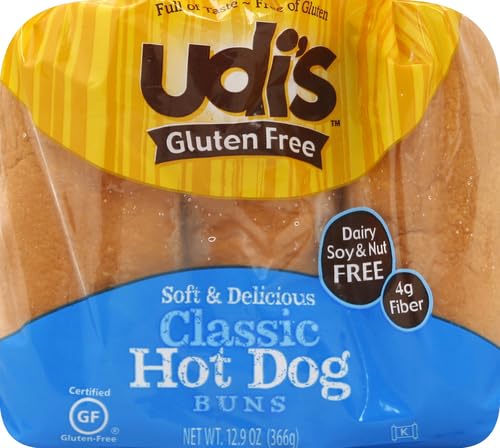 Udis Gluten Free Classic Hot Dog Buns, Frozen, 14.3 Ounce