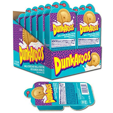 Dunk-A-Roos 12 Pack - Vanilla Cookies And Vanilla Frosting W/ Rainbow Sprinkles Dunkaroos Classic Retro Vintage Snack Pack