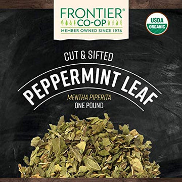 Frontier Co-op Peppermint Leaf Cut & Sifted, Certified Organic, Kosher, 16 Ounce Bulk Bag