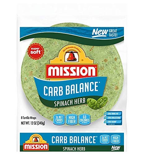 Tortillas Mission Carb Balance Tortilla Variety Pack – Flour, Whole Wheat, Spinach Herb, Tomato Basil, 12 Ounce (Pack of 4)