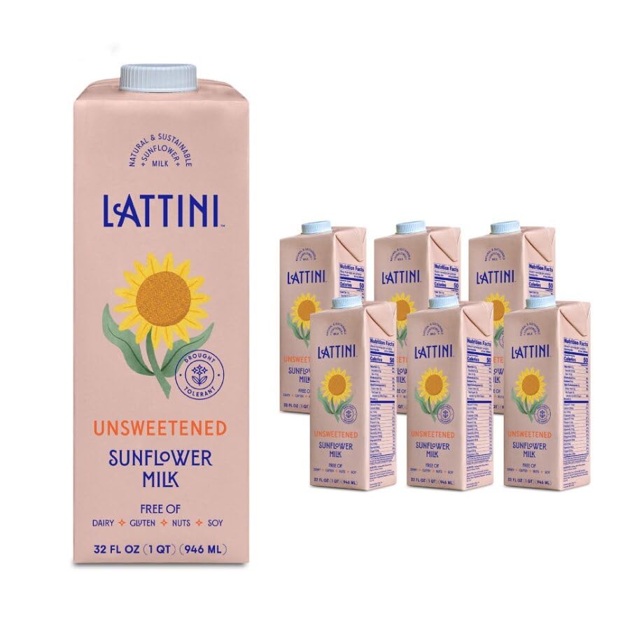 Lattini Unsweetened Non-Dairy Sunflower Milk | Plant-Based, Vegan, Sustainable, Non-Gmo - Allergen Free Milk Alternative 32 Fl O