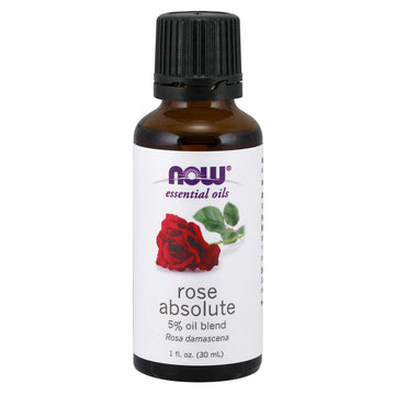 Now Essential Oils, Rose Absolute, 5% Blend Of Pure Rose Absolute Oil In Pure Jojoba Oil, Romantic Aromatherapy Scent, Vegan, Child Resistant Cap, 1-Ounce