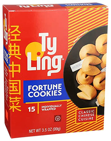 Ty Ling Fortune Cookies, 3.5 oz Box, 180 Individually Wrapped Cookies, 12 Packs of 15 Cookies Each, Model 2508