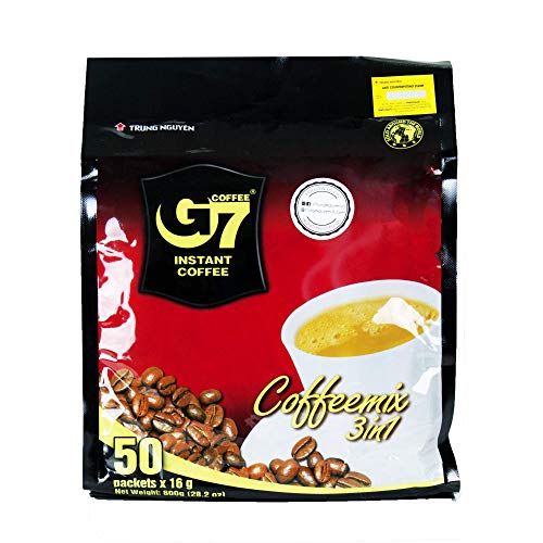 Trung Nguyen - G7 3 In 1 Instant Coffee - 50 Sachets | Roasted Ground Coffee Blend with Creamer and Sugar, Suitable for Most Cof