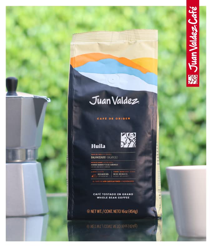 Juan Valdez Huila Single Origin Whole Bean, Balanced Roast 16 Oz - Premium Colombian Coffee
